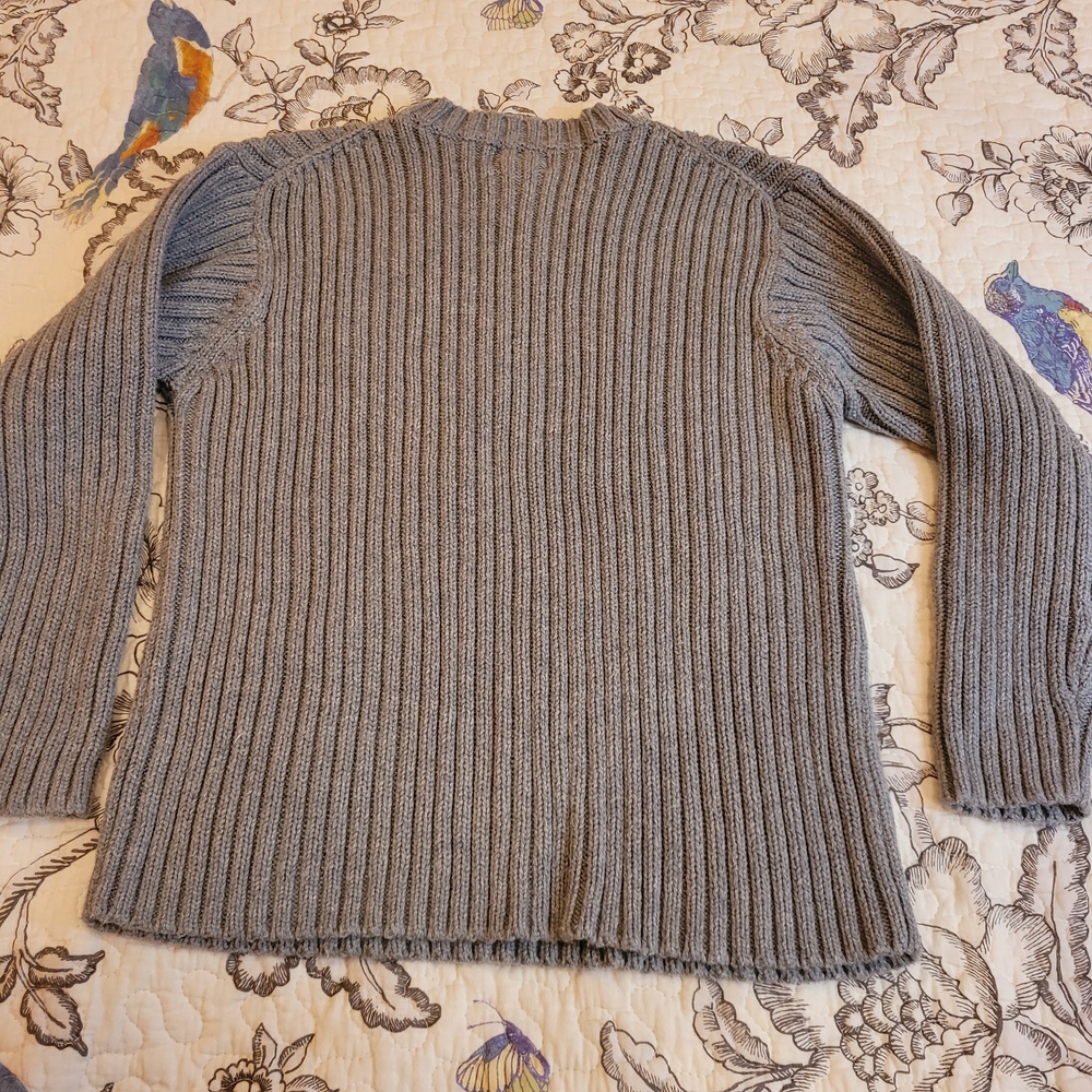 Old Navy Gray Ribbed Crewneck Sweater Sz 5 - Picture 6 of 8